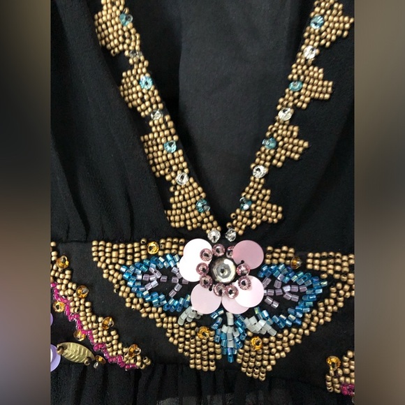 Vintage Y2K luxury designer Matthew Williamson beaded sheer black tank - Picture 4 of 17